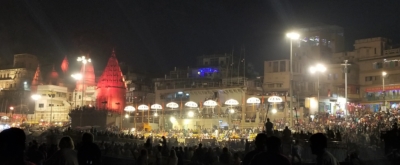 evening aarti from the boat